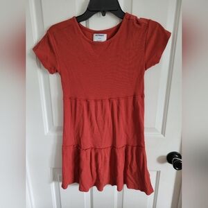 Old Navy Girls Burnt Orange Tiered Rib-Knit Short-Sleeve Dress Size Large 10/12